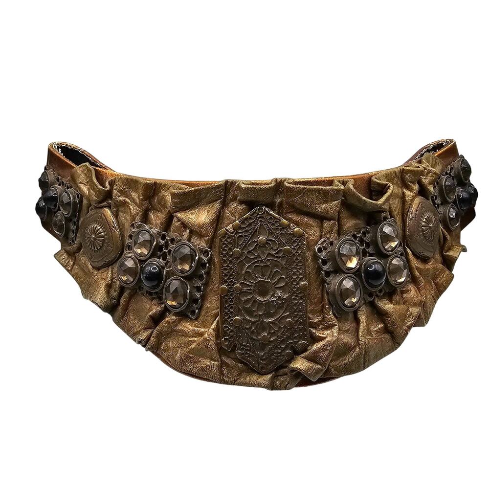 Retro 1980s Women's Belt Boho Army Green Copper By Nina Ajhani Steampunk